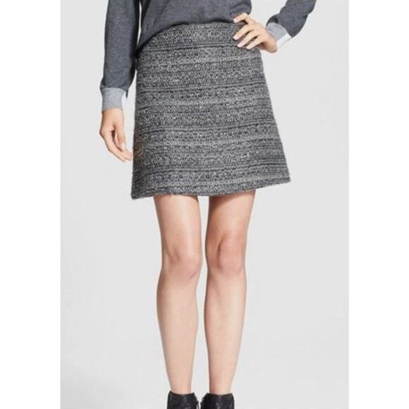 Tory Burch Women's Ada Skirt Metallic Tweed A-Line Granite Gray Skirt Sz 12 - Picture 8 of 9